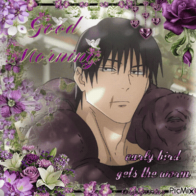 Man With Purple Flowers Good Morning GIF