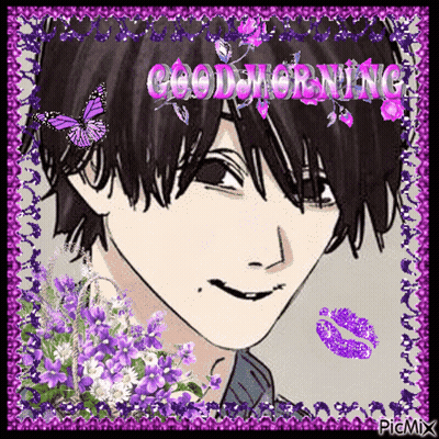 Man With Purple Flowers Good Morning GIF