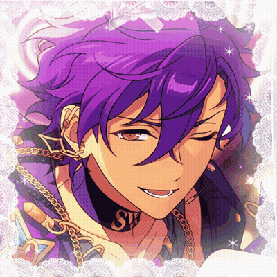 Man With Purple Hair And Choker Saying SW GIF