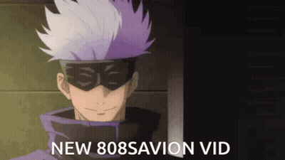 Man With Purple Hair And Mask Saying New 808Savion Vid GIF