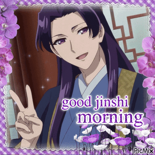 Man With Purple Hair Good Jinshi Morning GIF