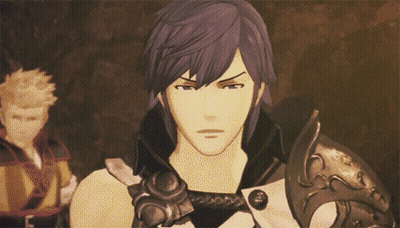 Man With Purple Hair In Armor And Sword GIF
