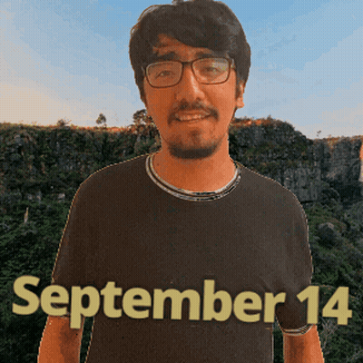 Man With Purple Hair On Pink Background GIF