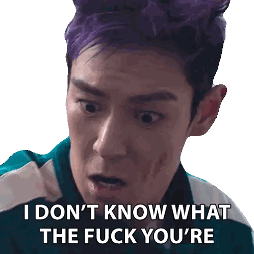 Man With Purple Hair Saying I Don't Know Sticker