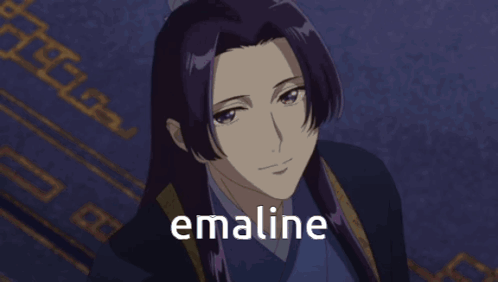 Man With Purple Hair Smiling With Word Emaline GIF