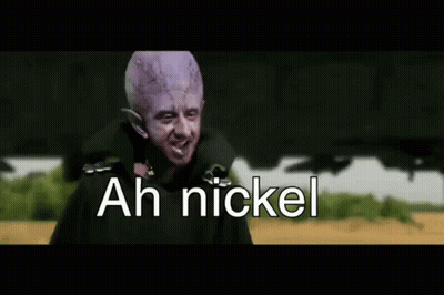 Man With Purple Head Saying Ah Nickel In Field GIF