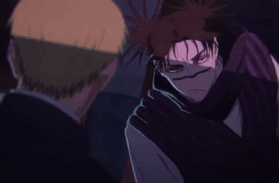 Man With Purple Scarf And Another Man GIF