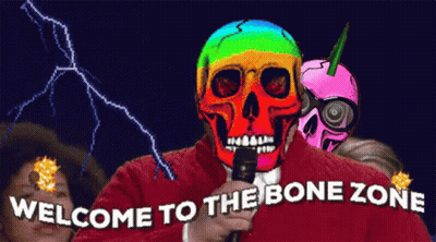 Man With Rainbow Skull Saying Welcome To The Bone Zone GIF