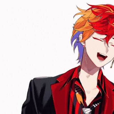 Man With Red And Blue Hair In Suit GIF