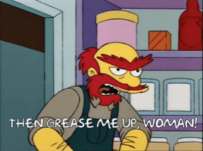 Man With Red Beard Says Then Grease Me Up Woman GIF