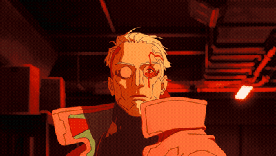 Man With Red Eye And Red Collar GIF