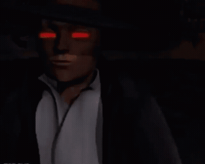 Man With Red Eyes Holding Lighter GIF