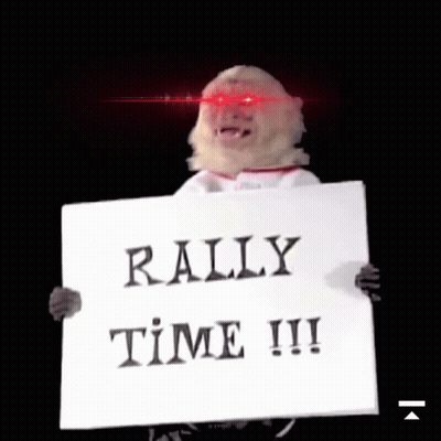 Man With Red Eyes Holding Rally Sign GIF