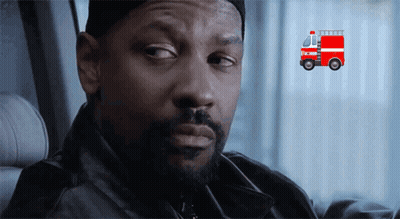 Man With Red Fire Truck Behind Him GIF