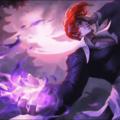 Man With Red Hair Holding Purple Fireball GIF
