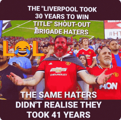 Man With Red Horns Painted On Face At Soccer Game GIF