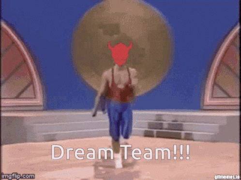 Man With Red Horns Saying Dream Team GIF