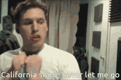 Man With Red Lipstick Saying California Snow GIF