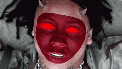 Man With Red Mask And Red Eyes GIF