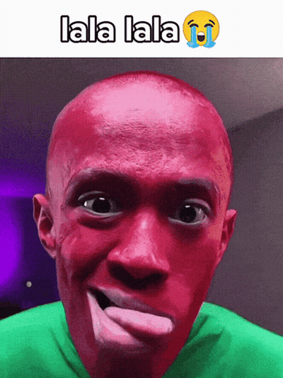 Man With Red Paint Making Funny Face Lala Lala GIF
