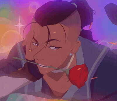 Man With Red Rose In Mouth GIF