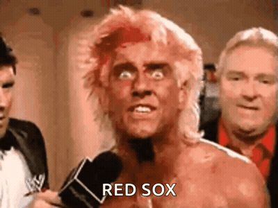 Man With Red Sox Face Paint Speaking GIF