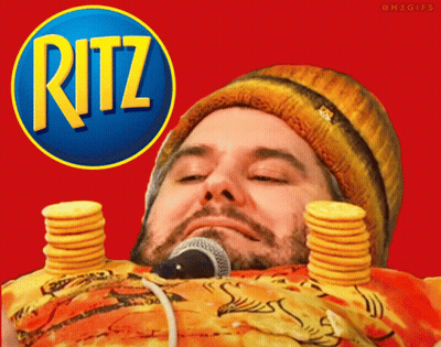 Man With Ritz Crackers On Face GIF
