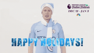 Man With Scarf Saying Happy Holidays GIF