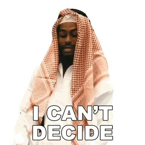 Man With Scarf Saying I Can't Decide Sticker