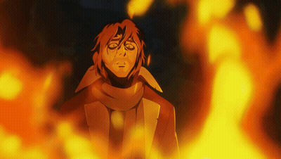 Man With Scarf Surrounded By Flames GIF