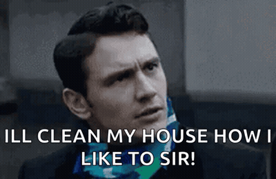 Man With Scarf Talking About Cleaning House GIF