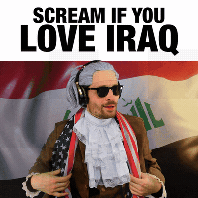 Man With Scream If You Love Iraq Poster GIF