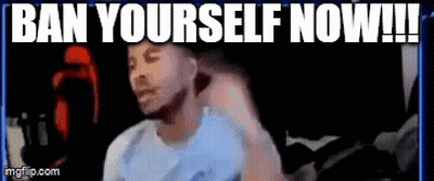 Man With Sign Ban Yourself Now !!! GIF