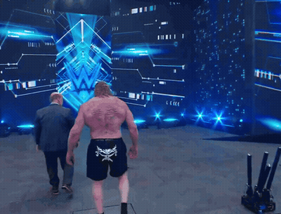 Man With Skull And Crossbones Shorts Walking Towards Screen GIF