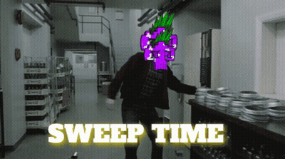 Man With Skull Head And Sweep Time GIF