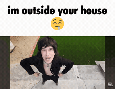 Man With Smiley Face Saying I'm Outside Your House GIF