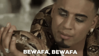 Man With Snake Around Neck Saying Bewafa Bewafa GIF