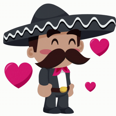 Man With Sombrero And Hearts GIF