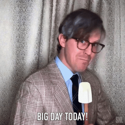 Man With Spatula In Mouth Big Day Today GIF