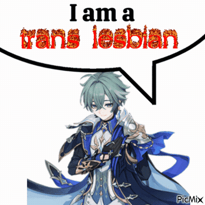 Man With Speech Bubble Saying I Am A Trans Lesbian