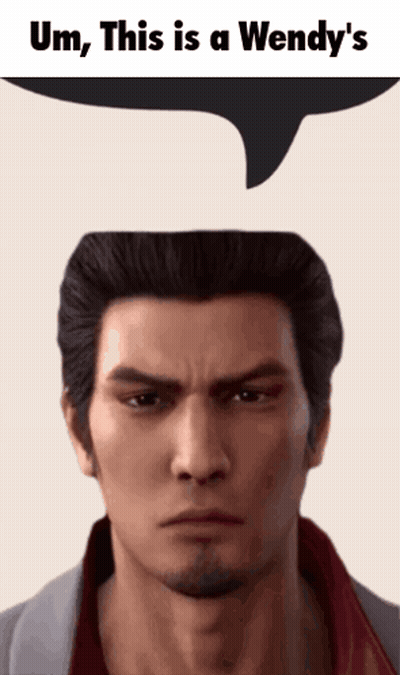 Man With Speech Bubble Saying Um This Is A Wendys GIF