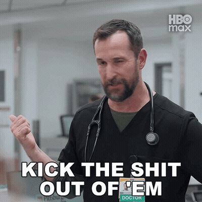 Man With Stethoscope Says Kick The Shit Out Of Em GIF