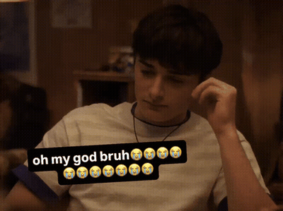 Man With Sticker Saying Oh My God Bruh GIF