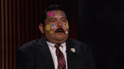 Man With Stickers Giving Thumbs Up GIF