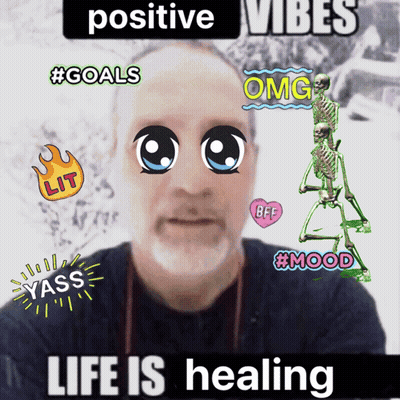 Man With Stickers On Face Positive Vibes Life Is Healing GIF