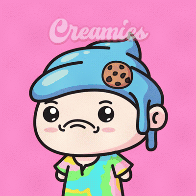Man With Strawberry Ice Cream Cone On Head Saying Creamies GIF