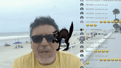 Man With Sunglasses And Black Cat Arabic Text GIF