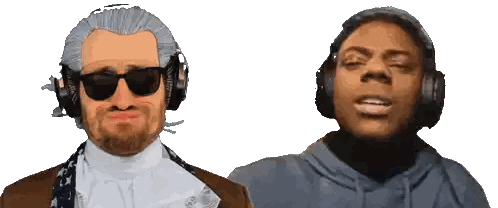 Man With Sunglasses And Headphones Beside Another Man Sticker