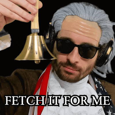 Man With Sunglasses And Headphones Holding Bell Saying Fetch It For Me GIF