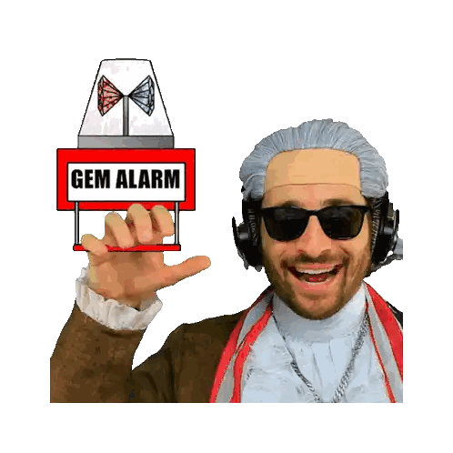 Man With Sunglasses And Headphones Holding Gem Alarm Sign Sticker